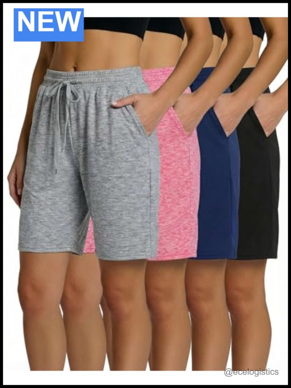4 Pack Women's Dry-Fit High Waisted 7" Bermuda Running Shorts Plus Size